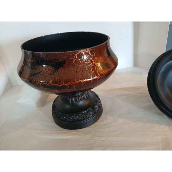 Vintage Hobby Lobby Crackle Glass Golden/ Black Wood Bow-Lidl Center Piece 8" - Picture 16 of 16